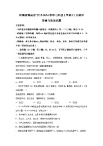 河南省辉县市2023-2024学年七年级上学期11月期中道德与法治试题（含解析）