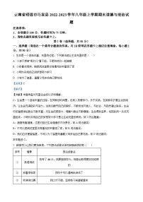 云南省昭通市巧家县2022-2023学年八年级上学期期末道德与法治试题（解析版）