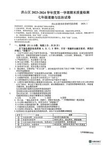 湖北省武汉市洪山区+2023-2024学年七年级上学期期末道德与法治试题.
