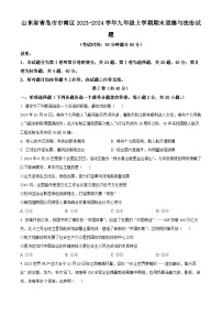 山东省青岛市市南区2023-2024学年九年级上学期期末道德与法治试题（原卷版+解析版）