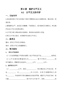 初中政治 (道德与法治)人教部编版八年级下册公平正义的守护学案及答案