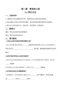 初中政治 (道德与法治)人教部编版七年级下册男生女生学案及答案