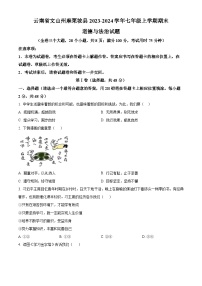 云南省文山州麻栗坡县2023-2024学年七年级上学期期末道德与法治试题（原卷版+解析版）