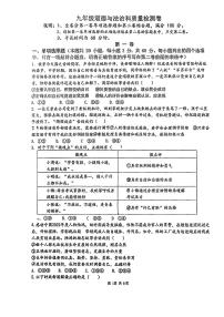 2024年广东省潮阳区金灶镇中考一模道德与法治试卷