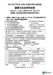 福建省福州市福清市+2023-2024学年八年级下学期4月期中道德与法治试题