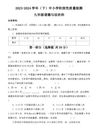 陕西省咸阳市泾阳县2023-2024学年九年级下学期期中阶段性质量检测道德与法治试卷（含答案）