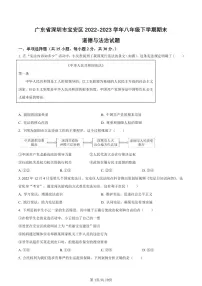 2022-2023学年深圳市宝安区八年级下学期期末道法试卷及答案