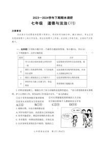 [政治]河南省郑州市高新区2023～2024学年七年级下学期期末道德与法治试卷(无答案)