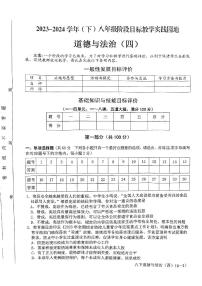 四川省雅安市2023-2024学年八年级下学期期末道德与法治试卷