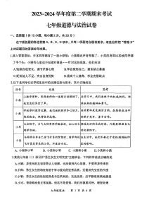 湖北省武汉市东湖高新区2023-2024学年七年级下学期期末道德与法治试卷