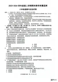 广东省惠州市惠东县2023-2024学年八年级下学期7月期末道德与法治试题