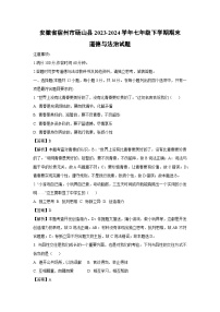 [政治][期末]安徽省宿州市砀山县2023-2024学年七年级下学期期末道德与法治试题(解析版)