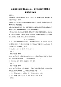 [政治][期末]山东省滨州市无棣县2023-2024学年七年级下学期期末道德与法治试题(解析版)