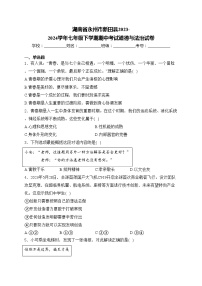 湖南省永州市新田县2023-2024学年七年级下学期期中考试道德与法治试卷(含答案)