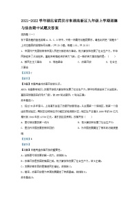 2021-2022学年湖北省武汉市东湖高新区九年级上学期道德与法治期中试题及答案