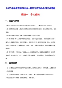 2025年中考道德与法治一轮复习应知必会知识点提纲（4个模块）