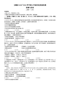 安徽省阜阳市太和县2023-2024学年九年级上学期期中道德与法治试题(无答案)