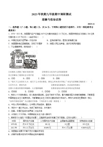 河南省南阳市镇平县2023-2024学年九年级上学期期中道德与法治试题