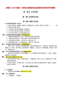 人教版（2024新版）七年级上册道德与法治期末复习知识点考点提纲 讲义