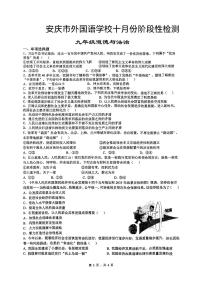 安徽省安庆市大观区外国语学校2024-2025学年九年级上学期10月月考道德与法治试题