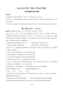 山东省嘉祥县马集镇中学2024-2025学年九年级上学期10月学业水平测试道德与法治试题