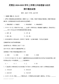 安徽省灵璧县2024-2025学年九年级上学期期中模拟道德与法治试卷