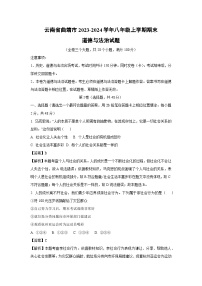 云南省曲靖市2023-2024学年八年级上学期期末道德与法治试卷(解析版)