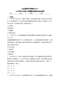 山东省泰安市肥城市2024-2025学年九年级上学期期中道德与法治试卷(含答案)