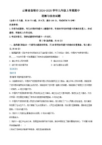 云南省曲靖市2024-2025学年九年级上学期期中道德与法治试题（解析版）