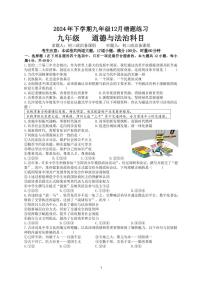 湖南省长沙市雅礼集团联考 2024-2025学年九年级上学期12月月考道德与法治试题