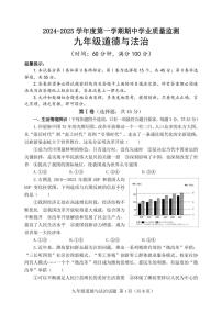 山东省潍坊安丘市2024～2025学年九年级(上)期中政治试卷(无答案)