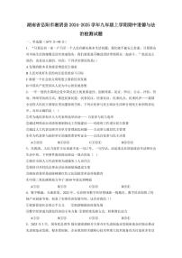 湖南省岳阳市湘阴县2024-2025学年九年级上学期期中道德与法治检测试题（含答案）