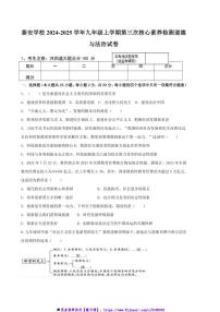 2024～2025学年黑龙江省齐齐哈尔市依安县泰安学校九年级上(三)核心素养检测月考政治试卷(含答案)