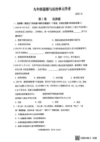 山东省临沂市沂水县2024-2025学年九年级上学期期末考试道德与法治试题