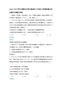 2022-2023学年安徽省合肥市巢湖市九年级上学期道德与法治期末试题及答案