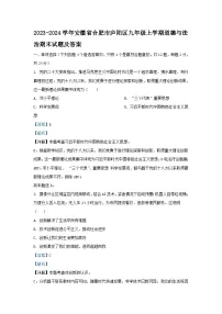 2023-2024学年安徽省合肥市庐阳区九年级上学期道德与法治期末试题及答案