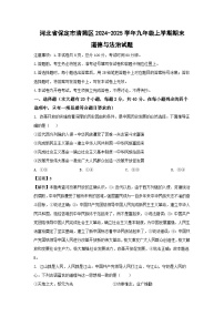 河北省保定市清苑区2024-2025学年九年级上学期期末道德与法治试卷（解析版）