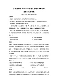 广西南宁市2024-2025学年九年级上学期期末道德与法治试卷（解析版）