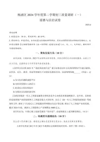 【2025届上海初三道法二模】2025届上海市杨浦区初三道法二模试卷与答案