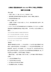 云南省大理白族自治州2024-2025学年八年级上学期期末道德与法治试卷（解析版）