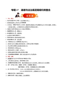 专题07  易混易错知识归类整合【记忆版】学案-备战2025年中考道德与法治考试易错题（全国通用）