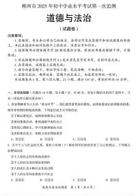 初中道法2025年彬州市学业水平第1次监测试卷附答案