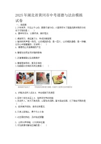 2025年湖北省黄冈市中考道德与法治模拟试卷及答案