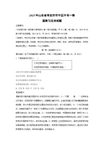 2025年山东省枣庄市市中区中考一模道德与法治试题（解析版）