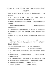 四川省广安市2024-2025学年七年级下学期期中考试道德与法治检测试题（附答案）