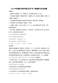 2025年安徽省合肥市蜀山区中考一模道德与法治试题（解析版）
