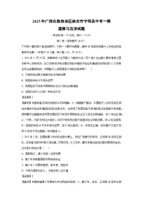 2025年广西壮族自治区崇左市宁明县中考一模道德与法治试题（解析版）