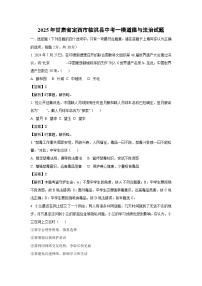2025年甘肃省定西市临洮县中考一模道德与法治试卷（解析版）