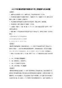2025年安徽省芜湖市南陵县中考二模[中考模拟]道德与法治试卷（解析版）