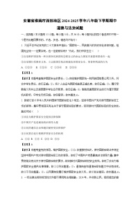安徽省淮南市西部地区2024-2025学年八年级下学期期中道德与法治试卷（解析版）